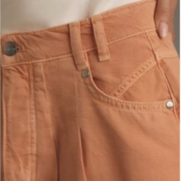 Anthropologie Pilcro women’s Denim NWT Mini Skirt Button Fly Ripped Orange - Picture 2 of 6